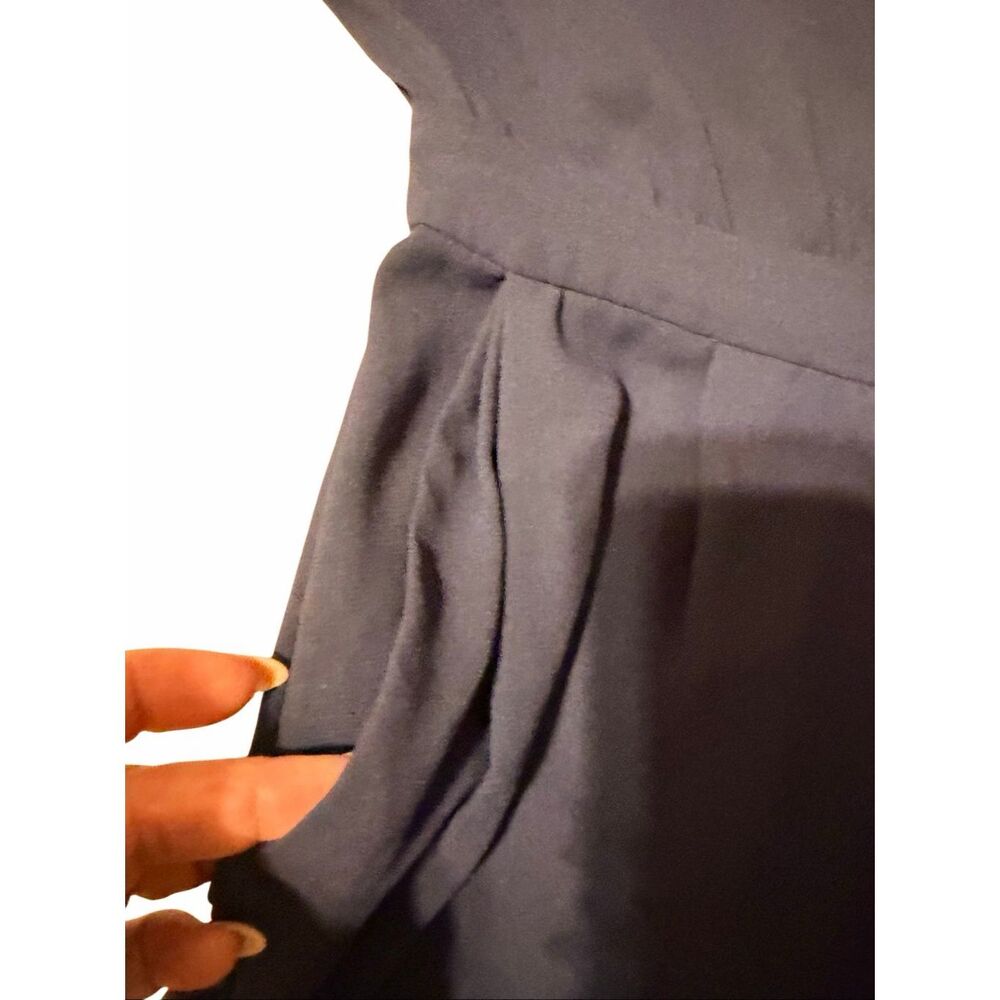 Diane Von Furstenberg Navy Wide Leg Batwing Jumpsuit Women's Size 0 - Picture 7 of 8